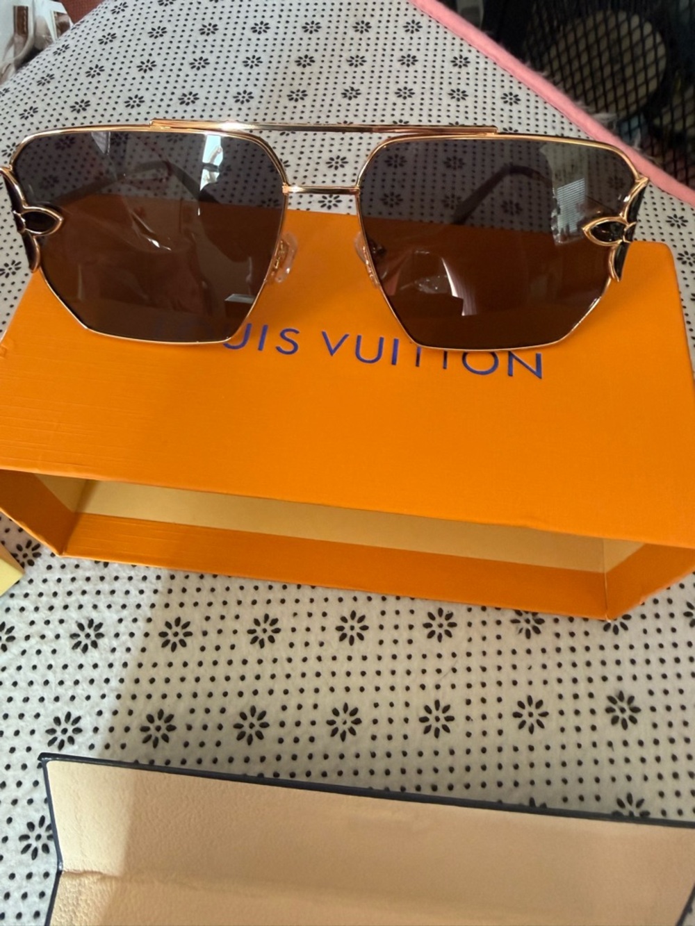 Louis Vuitton Sunglasses Orange Box with Blue Accent